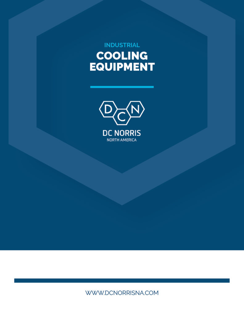 Cover of the DC Norris North America Industrial Cooling Systems Brochure Navy Blue with large hexagon