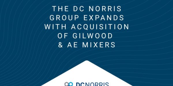 dark blue background with a white text headline that reads: The DC Norris Group Expands with Acquisition of Gilwood and AE Mixers