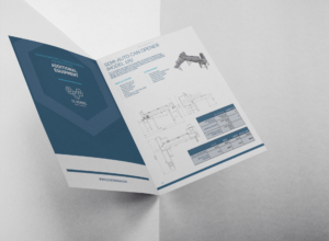 open brochure against a gray and white background. The cover is blue and says DC Norris North America Additional Equipment Brochure and the inside page shows the detailed specs for the Model 175 Can Opener
