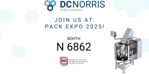 dc norris north america logo in on a white background above a headline that says 'Join Us at Pack Expo 2025'